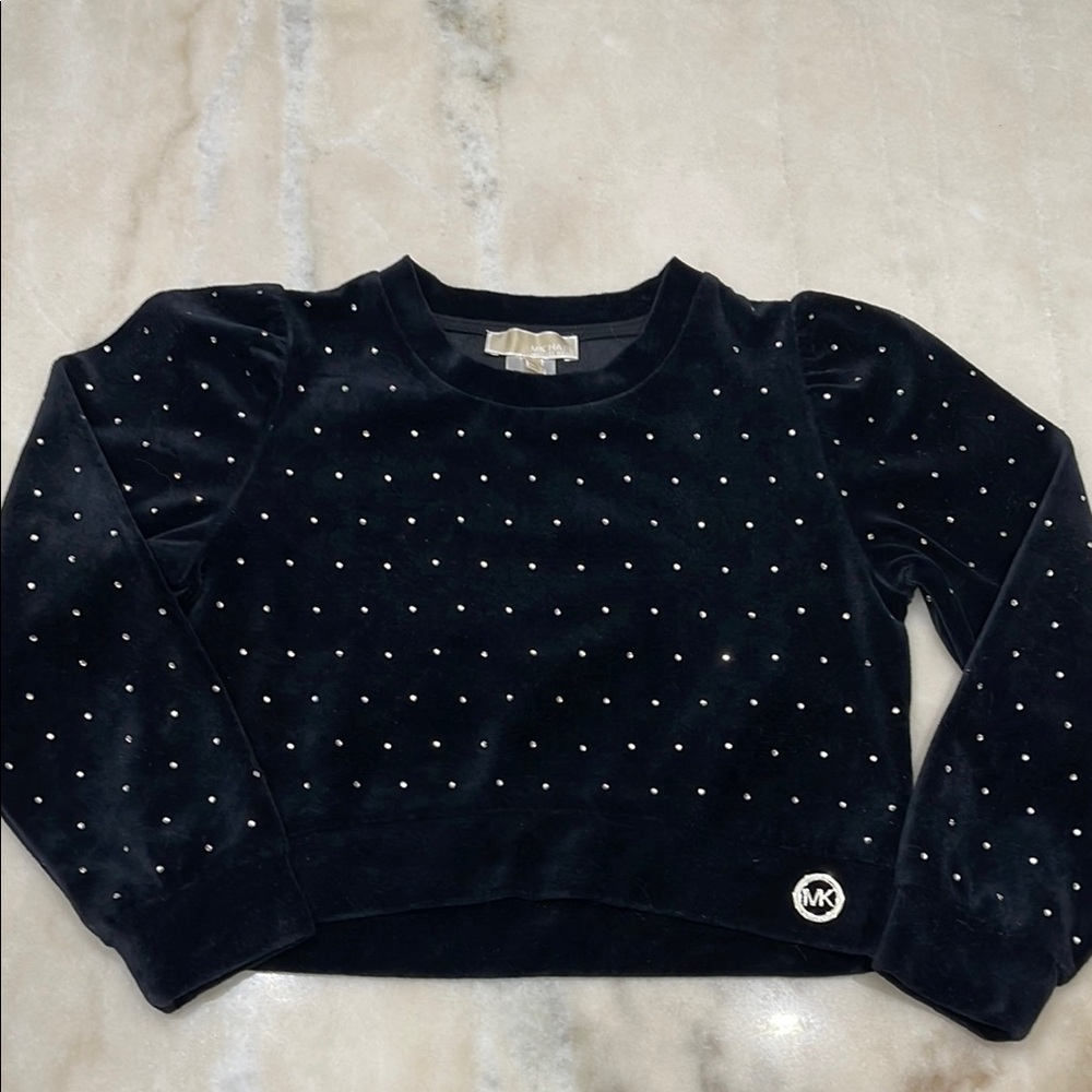 Michael Kors Black Velvet Studded Sweater